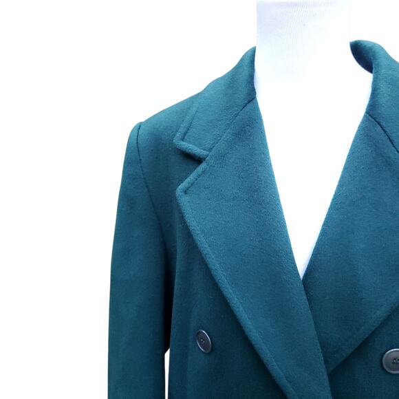 Vintage Forecaster Green Wool  Double Breasted Winter Trench Coat 13 /14 Petite - Picture 3 of 16